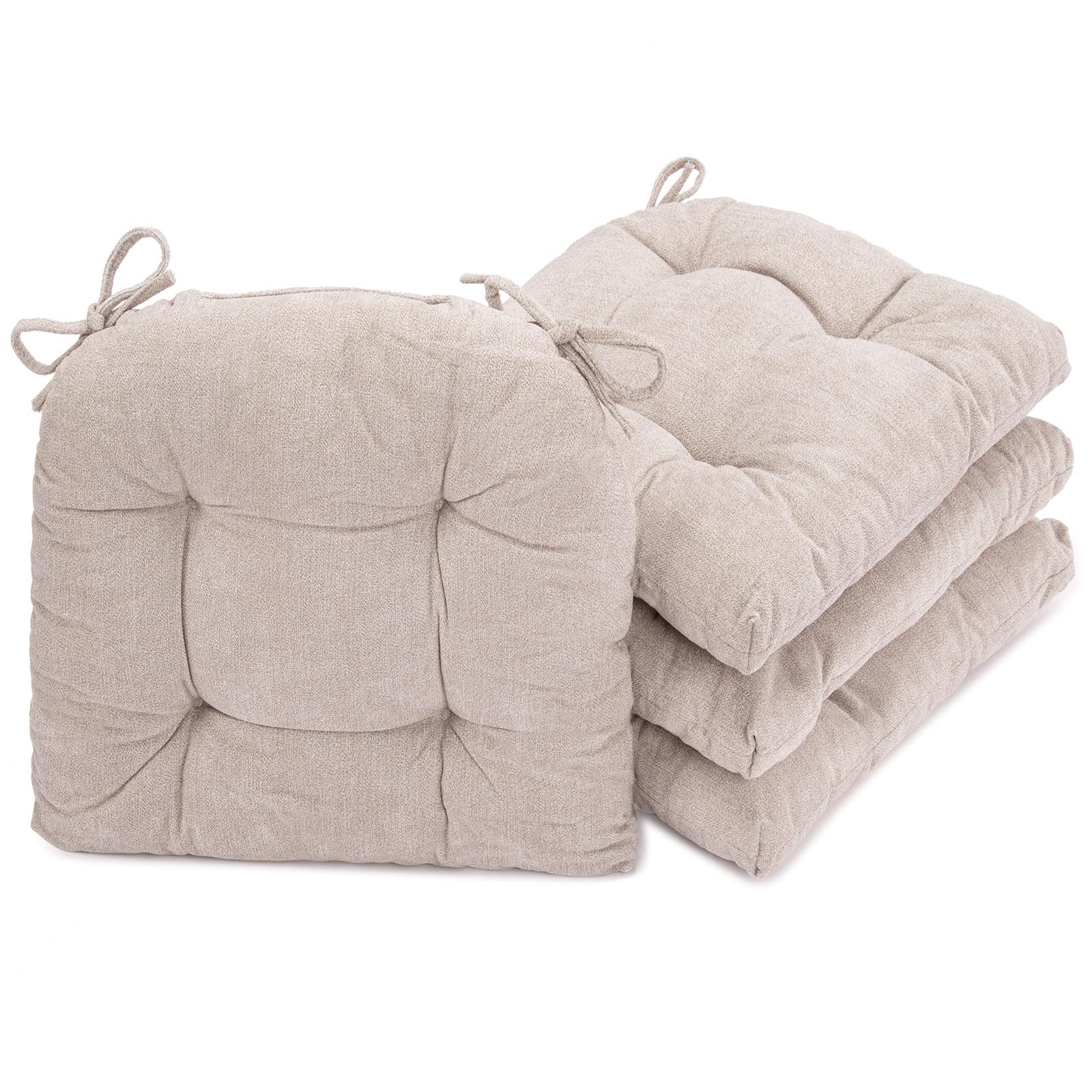Photo 1 of GYALAPERI Chair Cushions for Dining Chairs Set of 4, Tufted Textured and Non-Slip Kitchen Chair Cushions Pads with Ties, Seat Cushions for Kitchen Patio Office Chairs, Beige