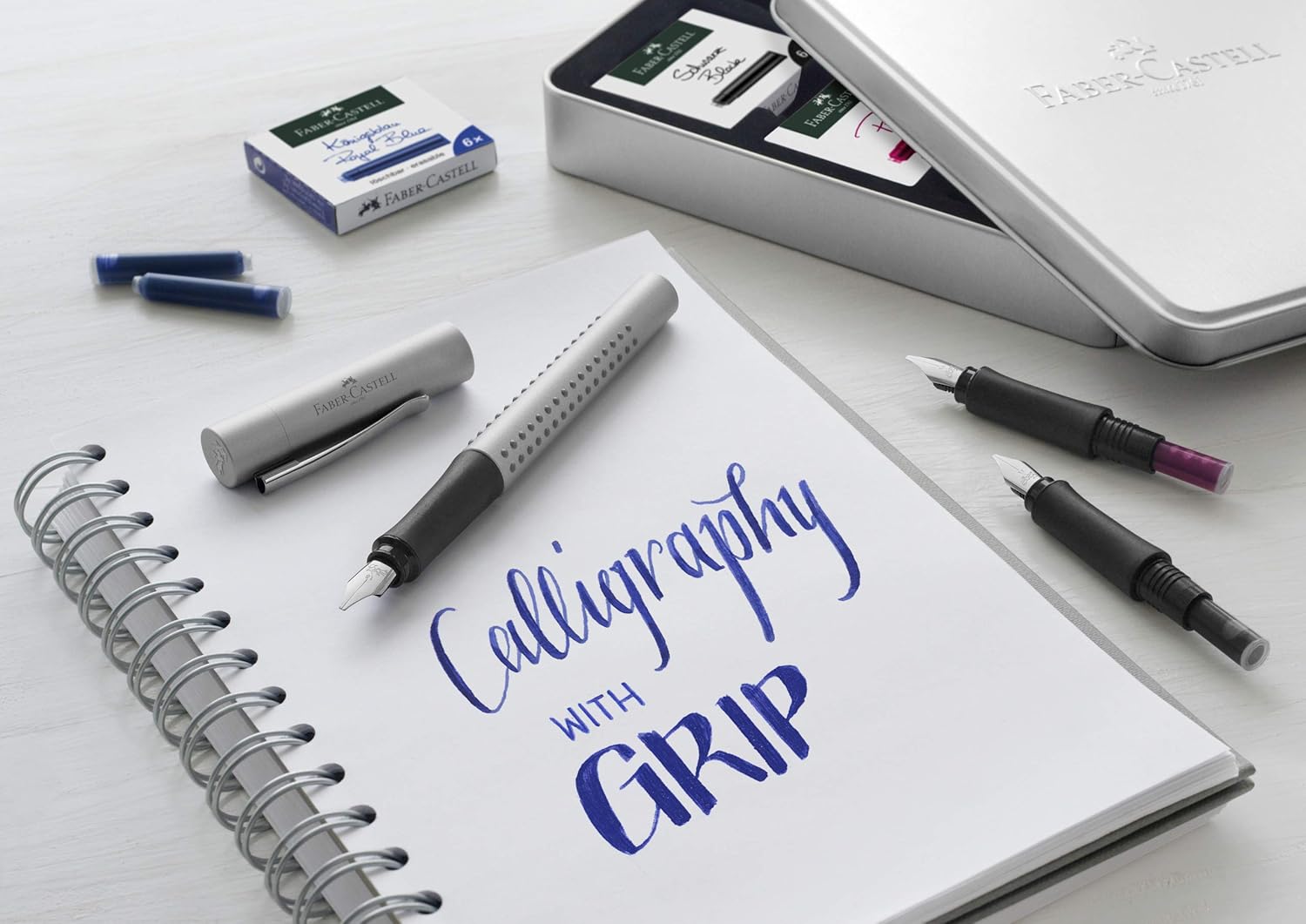 Faber Castell Grip 2011 201629 Calligraphy Set Silver In Office Products