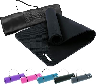 Respire Fitness Yoga Mat 185 x 57 cm Thick Non-Slip Sweat Resistant Black