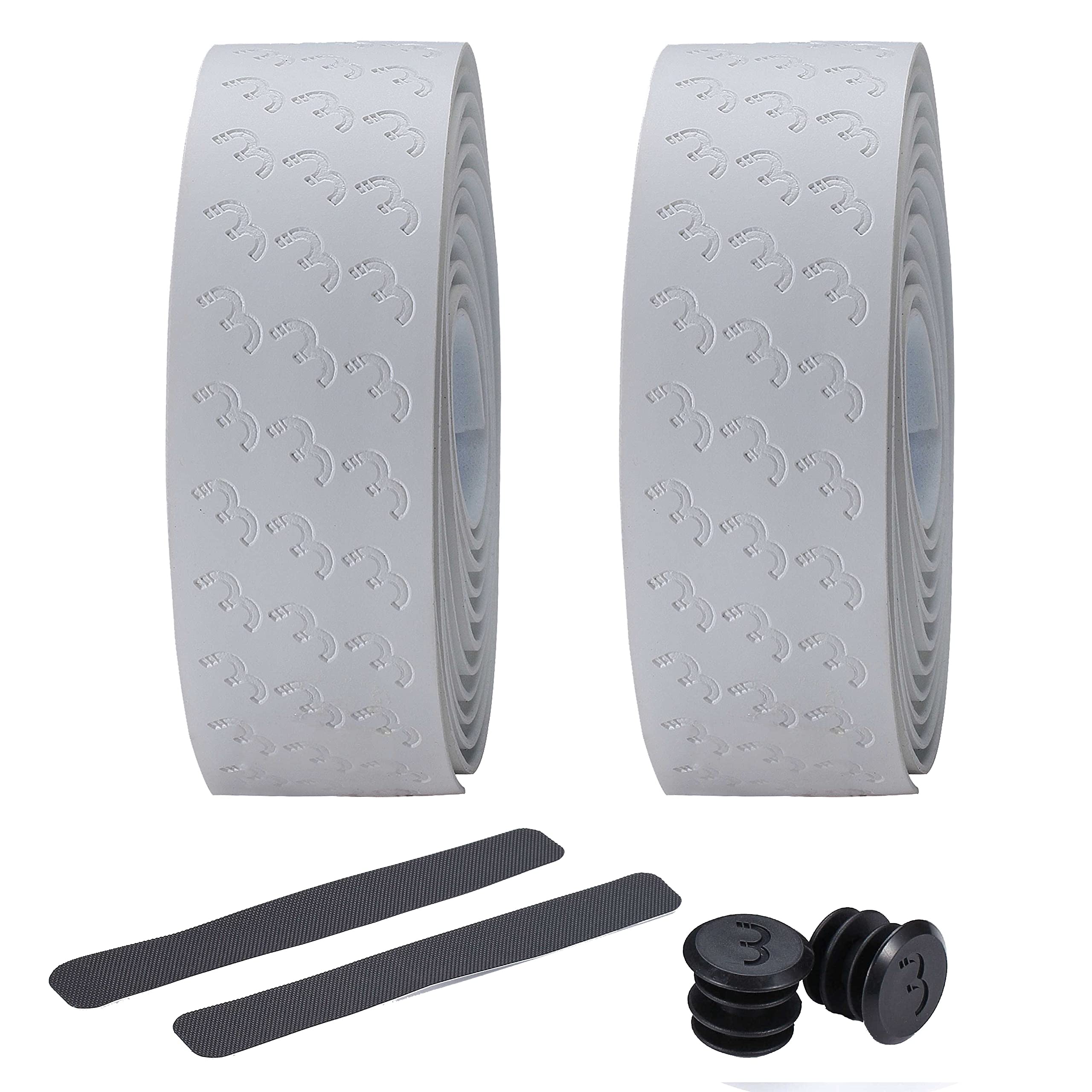 BBB Cycling Bike Handlebar Tape Pattern Grip Tape Road, Urban and MTB Bicycles, Non-Slip, Includes Handlebar Plugs and Finishing Tape White UltraRibbon Gel BHT-15G
