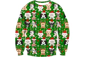 Enlifety Boys Girls Ugly Christmas Sweater Funny 3D Printed Fleece Sweatshirts Xmas Pullover Jumpers Graphic Tee Shirts 4-16T