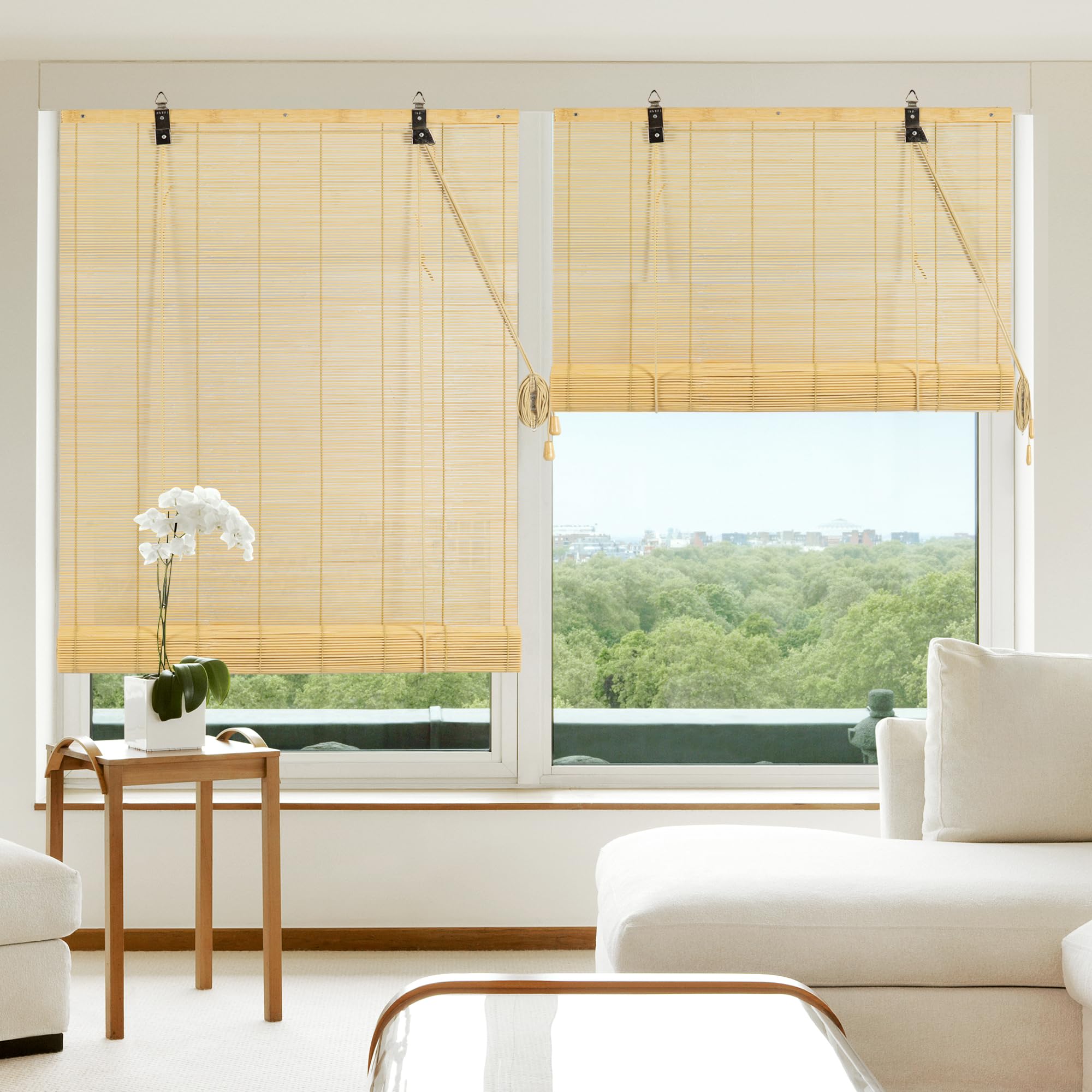 Cy.curtain bright Bamboo Roller Blind Indoor Blinds Wooden Blinds Sun Protection Privacy Window Door Window (Natural, 60x220 cm)