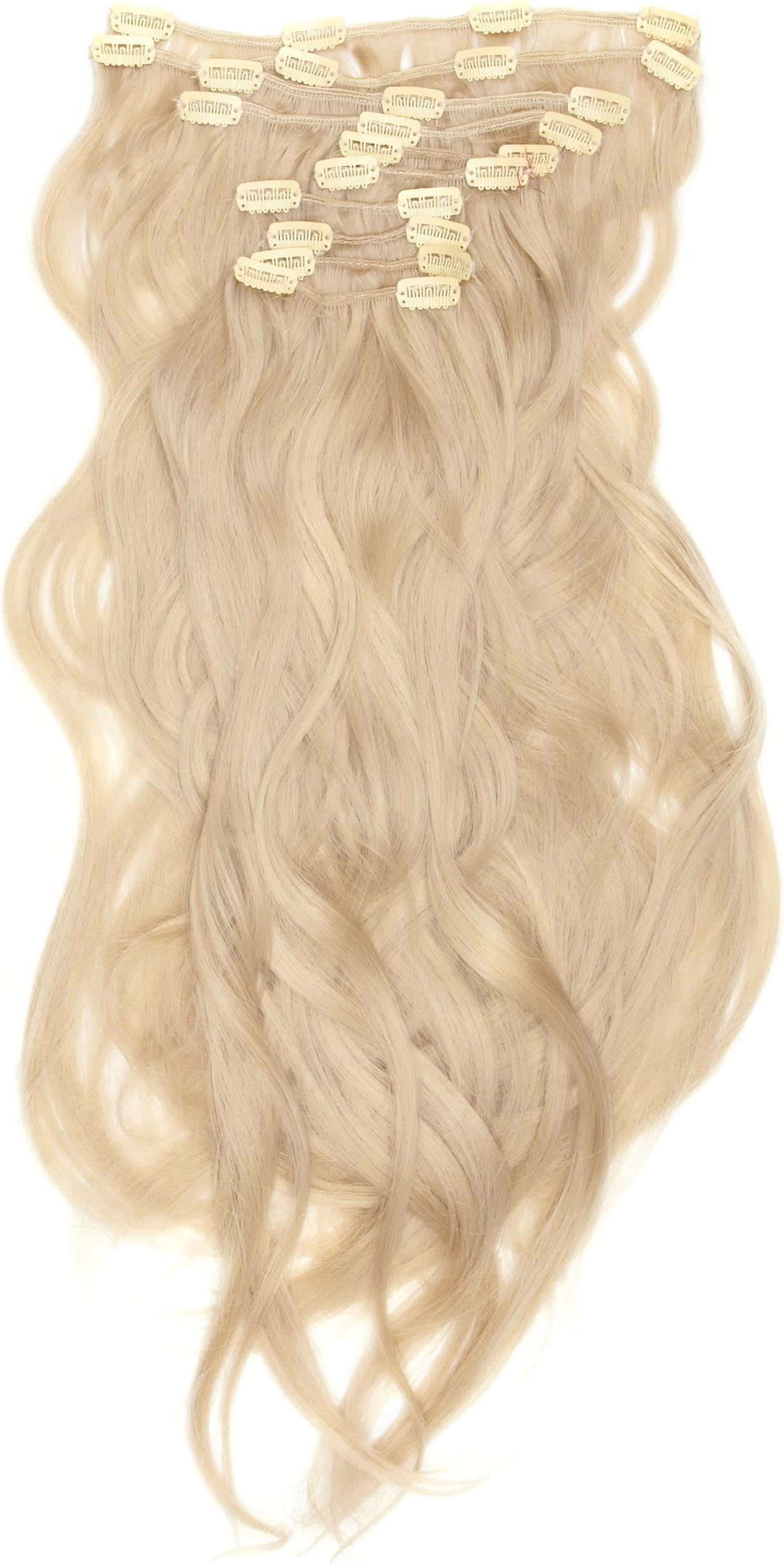 Love Hair Extensions Thermofibre - 10pc Full Head Clip In Set - Silky Straight - Length 18"/46cm, Colour 22 - Beach Blonde
