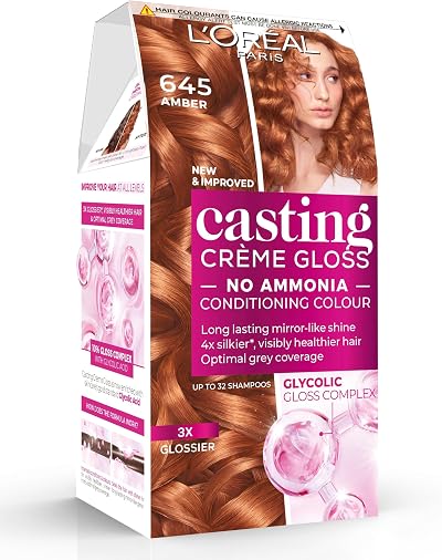 L'Oreal Paris Casting Crème Gloss Amber 645 Semi-Permanent Hair Dye 32 Washes