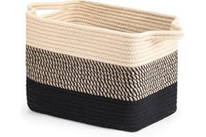 Ceecysaa Storage Basket,Panier Rangement Collapsible Cotton Rope Woven Storage Baskets Organization for Books Shelf Baskets,T