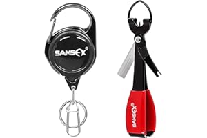 SAMSFX Fishing Knot Tying Tool, Multifunctional Fly Fishing Nippers with Retractor, Fishing Line Knot Tyer, Fast Tie Nail Knots, Tackle Box Accessory