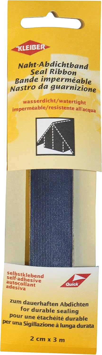 Kleiber Waterproof Fabric Seam Repair Tape, 3m x 2cm, Dark Blue, Self-Adhesive Mending Tape for Tents Raincoats, Umbrellas