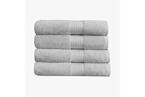1888 Mills 4 Pack Premium Bath Towel Set, True Classics Premium Cotton Blend, Super Soft and Highly Absorbent Bath Towels for Bathroom, Hotels, Spa and Gym, Grey