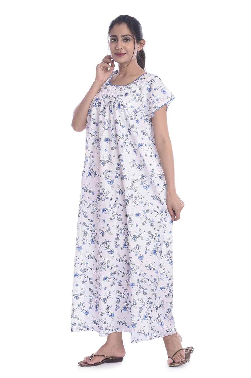 Buy Indian Handicraft Women's Cotton Solid Maxi Night Gown (Nighties