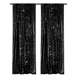 PartyDelight Black Sequin Backdrop Curtains