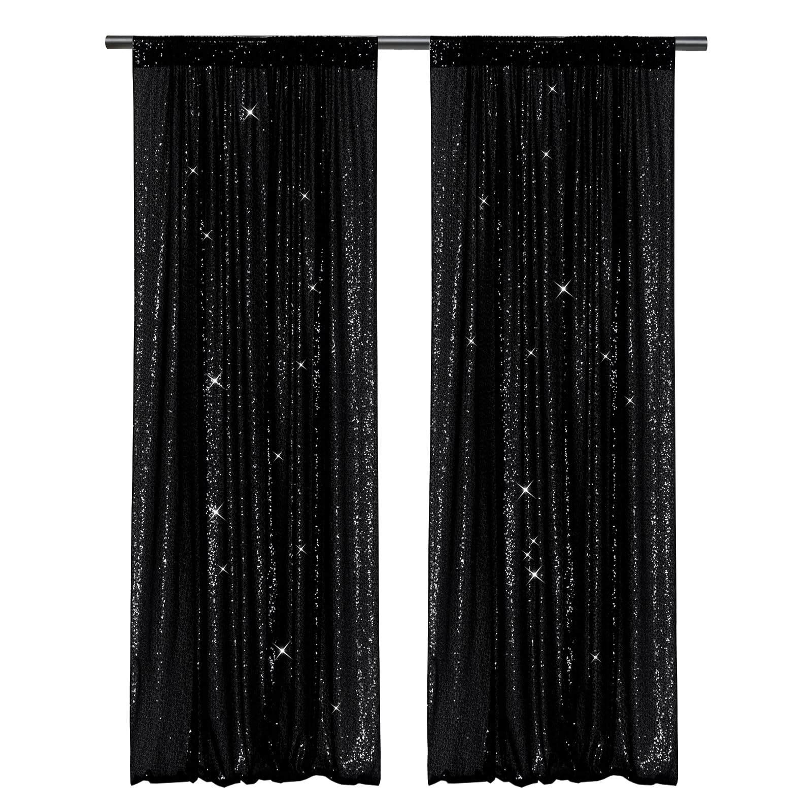PartyDelight Black Sequin Backdrop Curtains