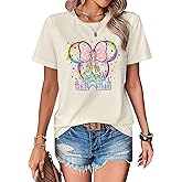 PCAEOVM Magic Kingdom Shirts for Women Castle Princess Graphic T Shirt Magical Shirt Vacation Casual Holiday Tee Top