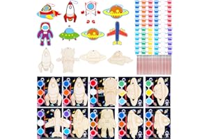 JOTIKO 24 Pack Space Party Favors - DIY Wooden Keychains Arts and Crafts Painting Kits for Kids, Birthday Goodie Bag Filler Pinata Stuffers Easter Basket Stuffers Classroom Prizes Toys for Boys Girls