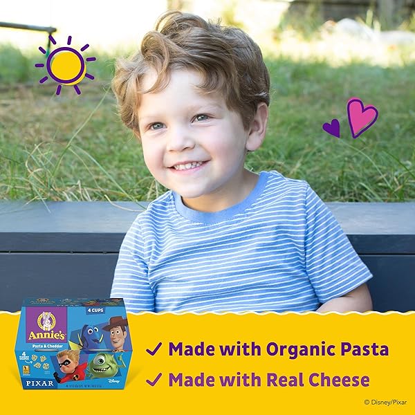 ANNIE’S DISNEY PIXAR MACARONI AND CHEESE, MICROWAVABLE PASTA AND CHEDDAR, 4 CUPS, 7.48 OZ