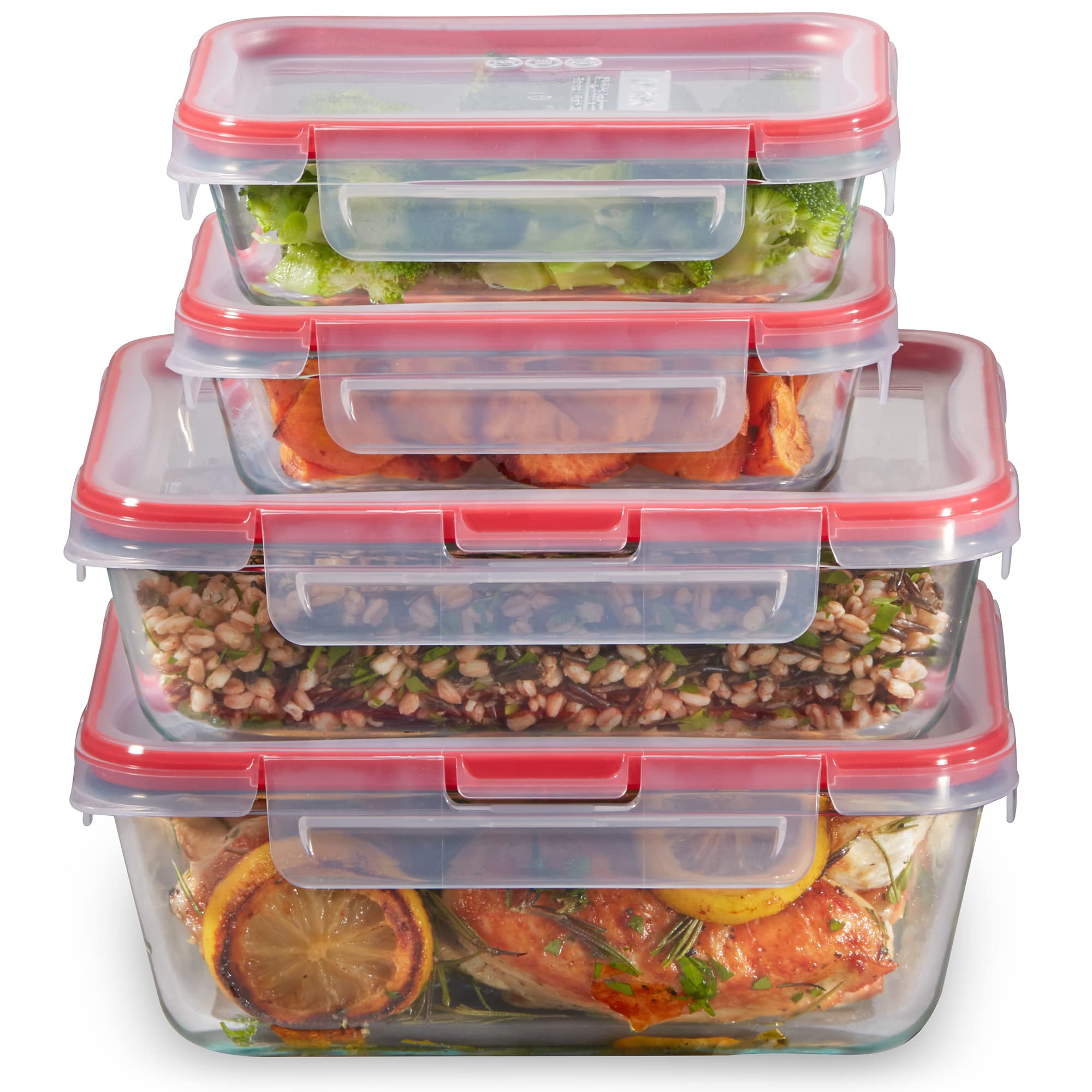 Photo 1 of Pyrex Freshlock (4-Pack) Mixed Sized Glass Food Storage Containers Set, Airtight & Leakproof Locking Lids BPA-Free, Meal Prep Containers Set, Freezer Dishwasher Microwave Safe