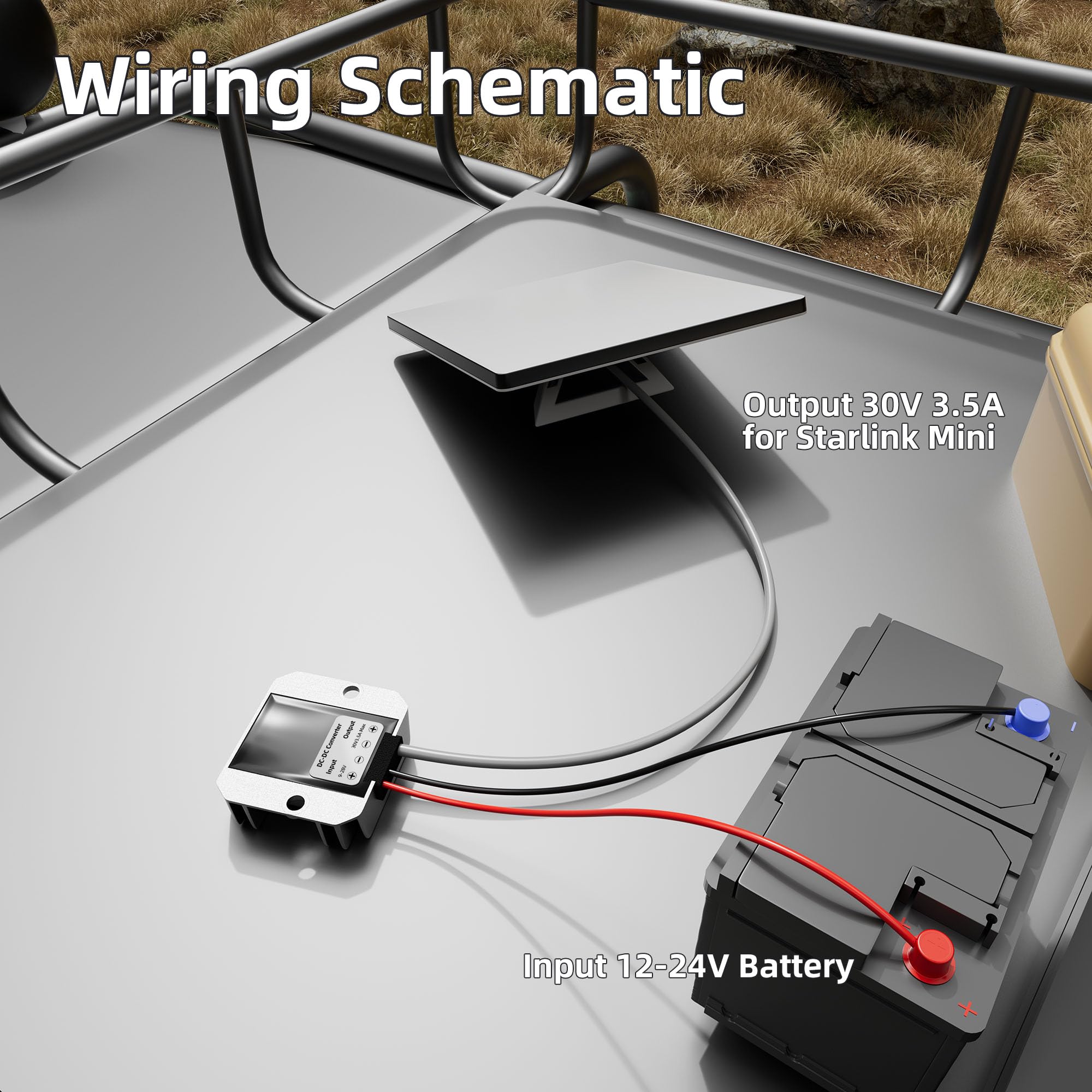 Starlink Mini 12V Adapter, Starlink Mini Power Supply 12/24V Step Up to 30V 3.5A Power Converter 9-28V Input Conversion Kit for Truck RV Marine
