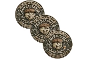 Over Par Old Bastards Golf Coin, Double-Sided Challenge Coin with Whiskey Design, 100% Over Par Lifetime Member Challenge Coi
