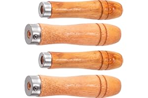 SmallCat 4 PCS Wooden File Handles with Strong Metal Collars, Medium Wooden Handle for 6"-8" File and Large Wood Handle for 10"-12" File, Screwdriver Hand Drill File Handle
