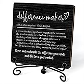 Difference Maker Gift, Inspirational Thank You Gifts For Women Men, Christmas Gifts, Motivational Farmhouse Office Decor, Wood Plaque Sign With Stand (K05)