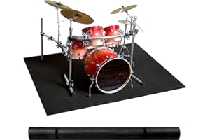 ALYOEN Drum Rug, 4 x 6Ft Drum Mat Drum Carpet with Non-Slip Grip Bottom, Soundproof Drum Floor Mat for Electrical Drum, Drum Accessories Gift for Drummers, Black (4 x 6 Ft)