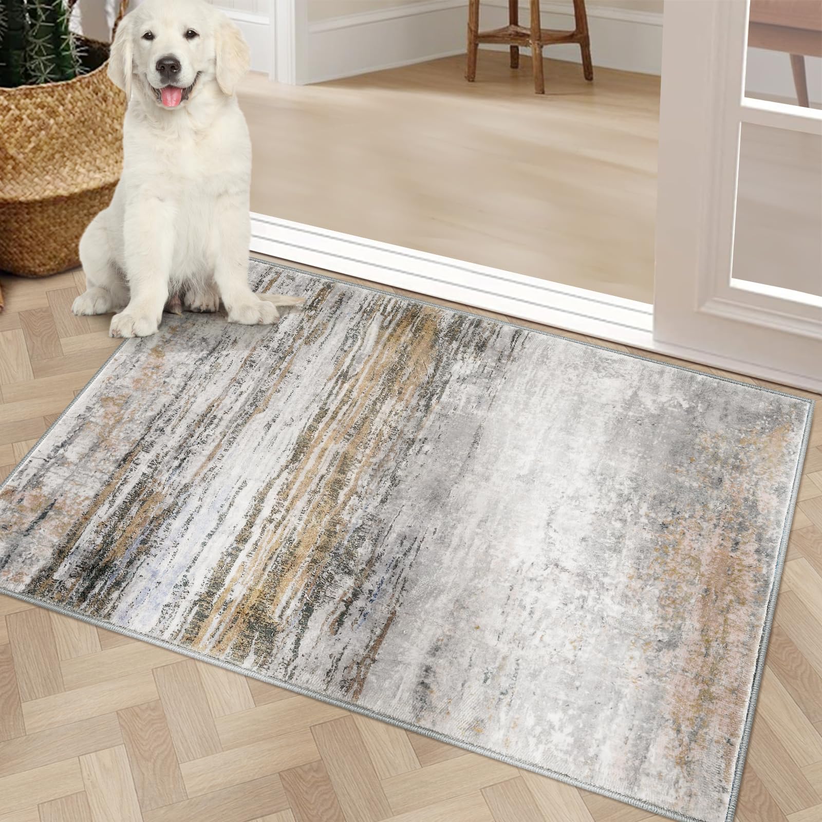 Photo 1 of COMSLE Door Mat Soft Absorbent Indoor Front Entryway Rug Machine Washable Entrance Mats for Muddy Paws Non Slip Throw Rugs 32" x 48" Doormat for Inside Foyer Bedroom - Yellow