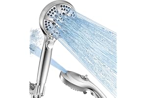 HOPOPRO High Pressure 10-Mode Shower Head with Handheld - ON/OFF Switch Pause - High Flow Detachable Showerhead with Built-in 2 Power Wash, Stainless Steel Hose & Adjustable Bracket - Chrome