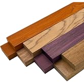Barrington Hardwoods Imported Exotic Hardwood Variety Pack - Padauk, Red Zebrawood, Purpleheart, and Merbau (3/4" x 2" x 12" (8 Pieces))