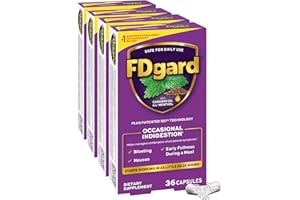 FDgard Gut Health Supplement, Indigestion, Nausea & Bloating, Upset Stomach, 144 Capsules (Packaging May Vary)