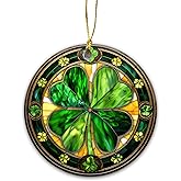 Saint Patrick's Day Lucky Four-Leaf Clover Ornament | Shamrock Gift, Irish Heritage Christmas Decoration