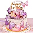 Paper Love Butterfly Birthday Cake, 3D Pop Up Birthday Card, For Adults or Kids - 5"x7" Cover - Includes Envelope and Note Tag