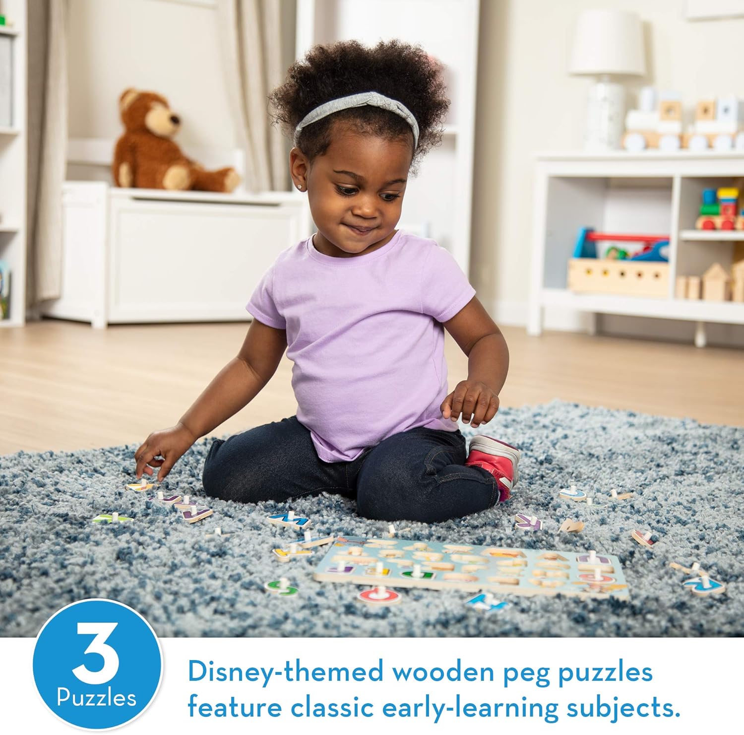 Melissa & Doug Disney Peg Puzzle Bundle-Alphabet, Numbers, Shapes & Colors: Toys & Games
