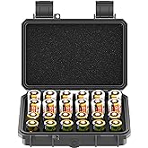 24 Slots CR2 CR123 CR123A Lithium Battery Organizer Case, IP67 Waterproof Hard Case for CR17345/CR16340/CR18350/CR15270(CR2) 