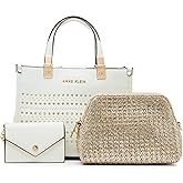 Anne Klein womens Anne Klein Perforated Mini Satchel With Convertible Straw Crossbody