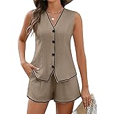 BMJL Womens Linen Two Piece Sets Summer Vacation Outfits Button Down Resort Wear 2025 Shorts Matching Sets