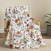Watercolor Flowers Throw Blanket Botanical Floral Throw Blanket Ultra Soft Flannel Fleece Bed Blanket Cozy Fuzzy Plush Couch Cover Lightweight Wildflowers Plants Blanket for Sofa Bed 50" X 60"