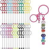 Caeuiciw 30 Pcs Beadable Keychain Bars, Bead Keychain Colorful Metal DIY Multicolor Keychains Bars Keychains Accessories DIY Supplies for Crafts Jewelry Making