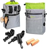 Lanktoo Dog Treat Pouch Bag with Poop Bag Holder Waterproof Gray Green