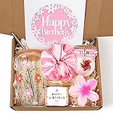 iAOVUEBY Birthday Gifts for Women, Teen Girl Gifts, Birthday Gift for Her, Happy Bday Gift Box for Girl, Women, Sister, Daughter, Best Friend, Friendship, Cute Daisy Glass Cup Set 7PCS, 16oz, Pink