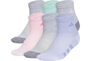 adidas Unisex-Kids Athletic Cushioned 6-Pack Quarter Socks