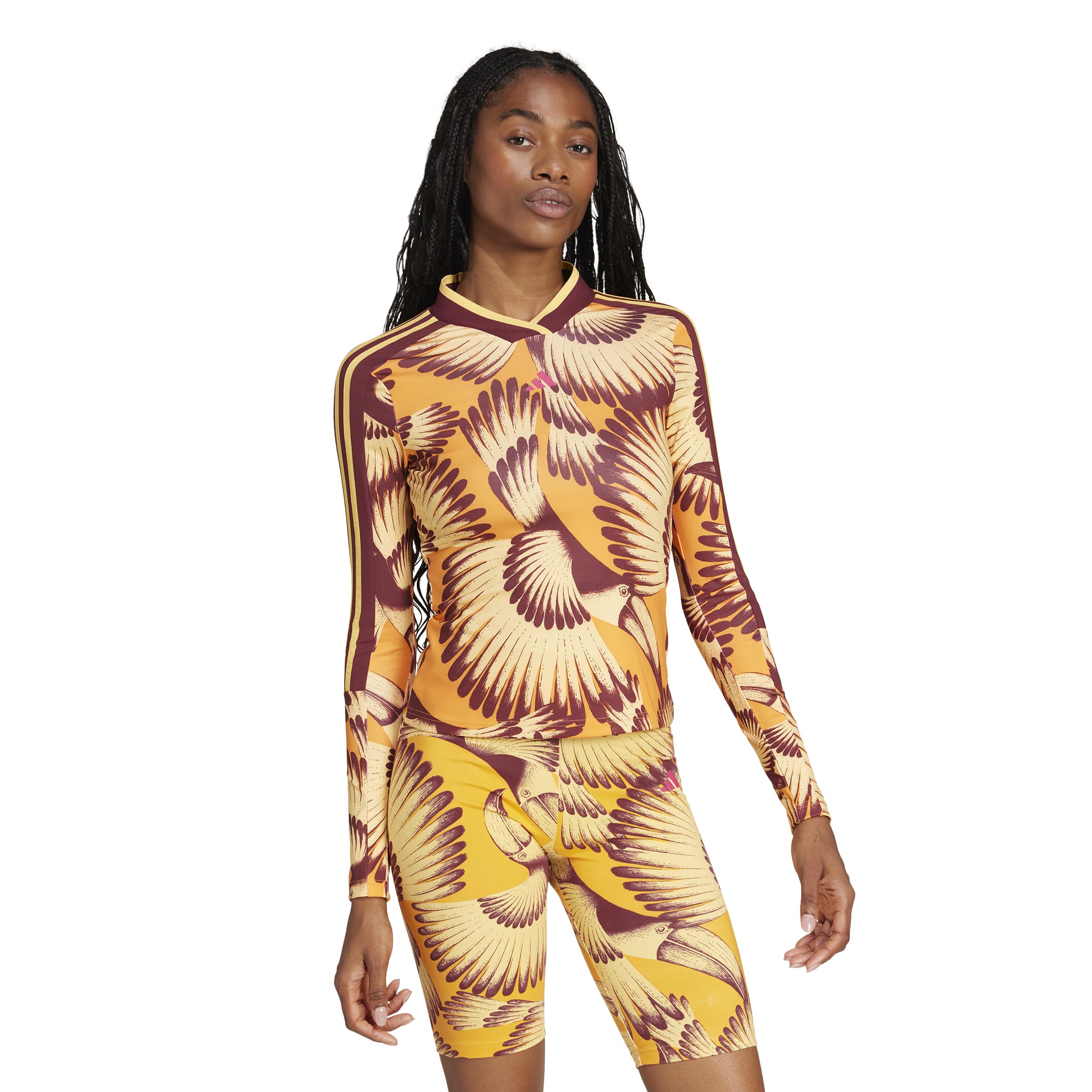 adidas Women’s Farm Long Sleeve Top, Semi Spark/Bright Orange/Shadow Red