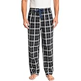 Jveyvth Mens Pajama Pants 100% Cotton Plaid Sleep & Lounge Pants, PJ Bottoms with Pockets and Button Fly
