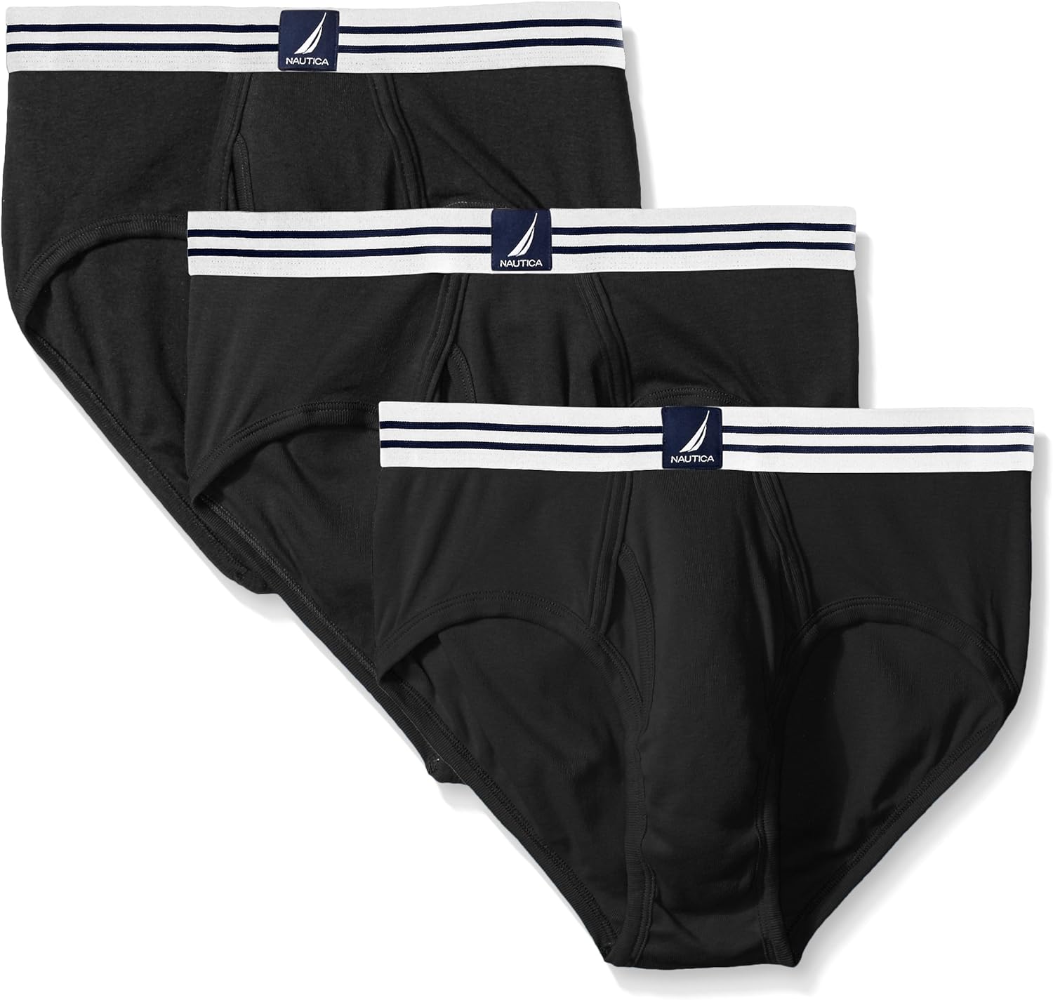 Nautica Mens Comfort Cotton Underwear Fly Front Brief Multi Pack