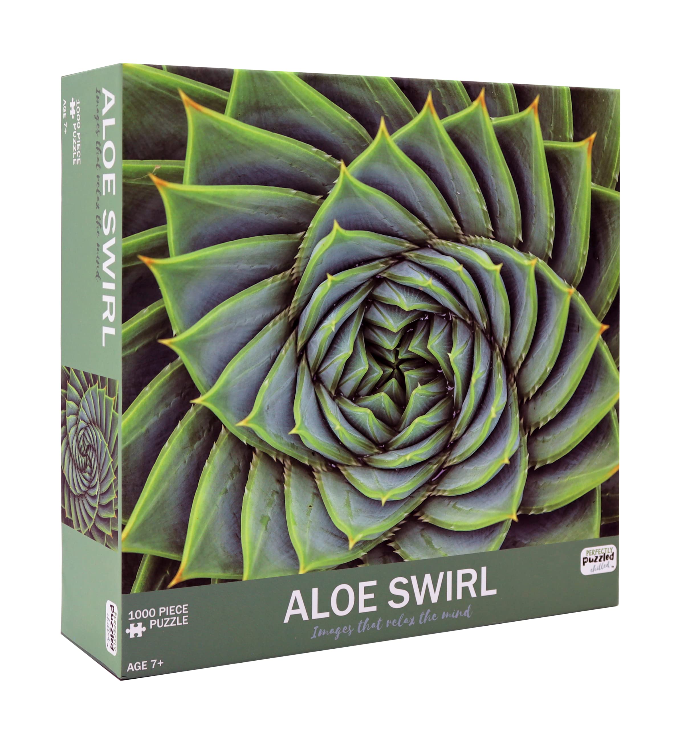 Perfectly Puzzled Aloe Swirl 1000 Piece Puzzle, Gift for Nature and Symmetry Enthusiasts, Ages 7+