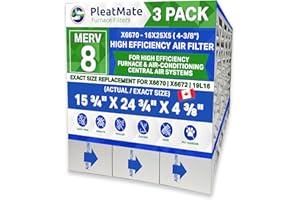 Lennox 16x25x5 X6670 MERV 8. Actual Size 15 3/4" x 24 3/4" x 4 3/8". Case of 3, Made in Canada by Furnace Filters.Ca under Pl