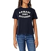 Armani Exchange Womens Cotton Jersey Logo 1991 Crew Neck Fitted Tee