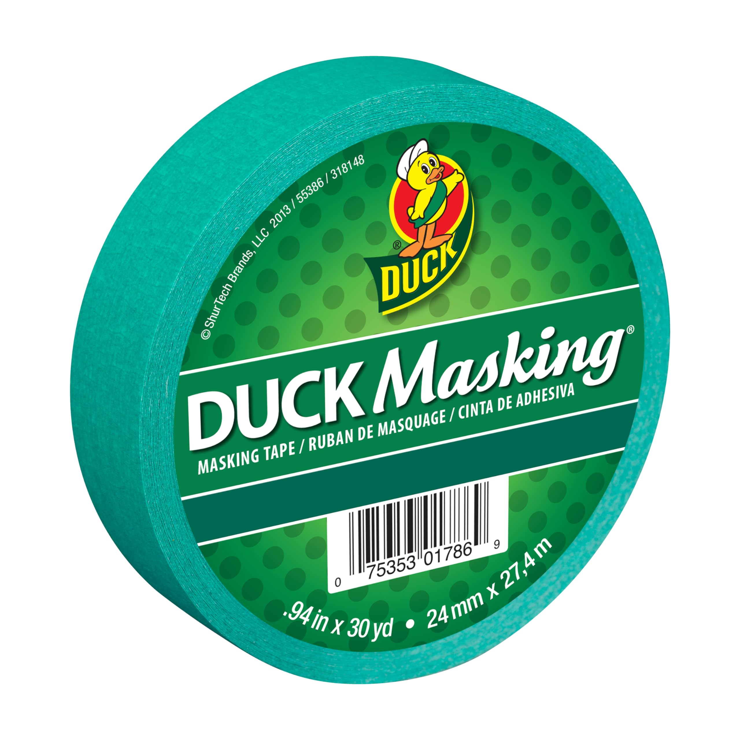 Duck Tape Green Masking Tape 24mm x 27.4m for Crafting, Decorating, Labelling