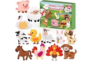 YEETIN Sewing Kit for Kids Ages 6+, Beginner Felt Sewing Craft Kit, DIY Farm Stuffed Animals Making Set, Learn to Sew Gifts for Birthday
