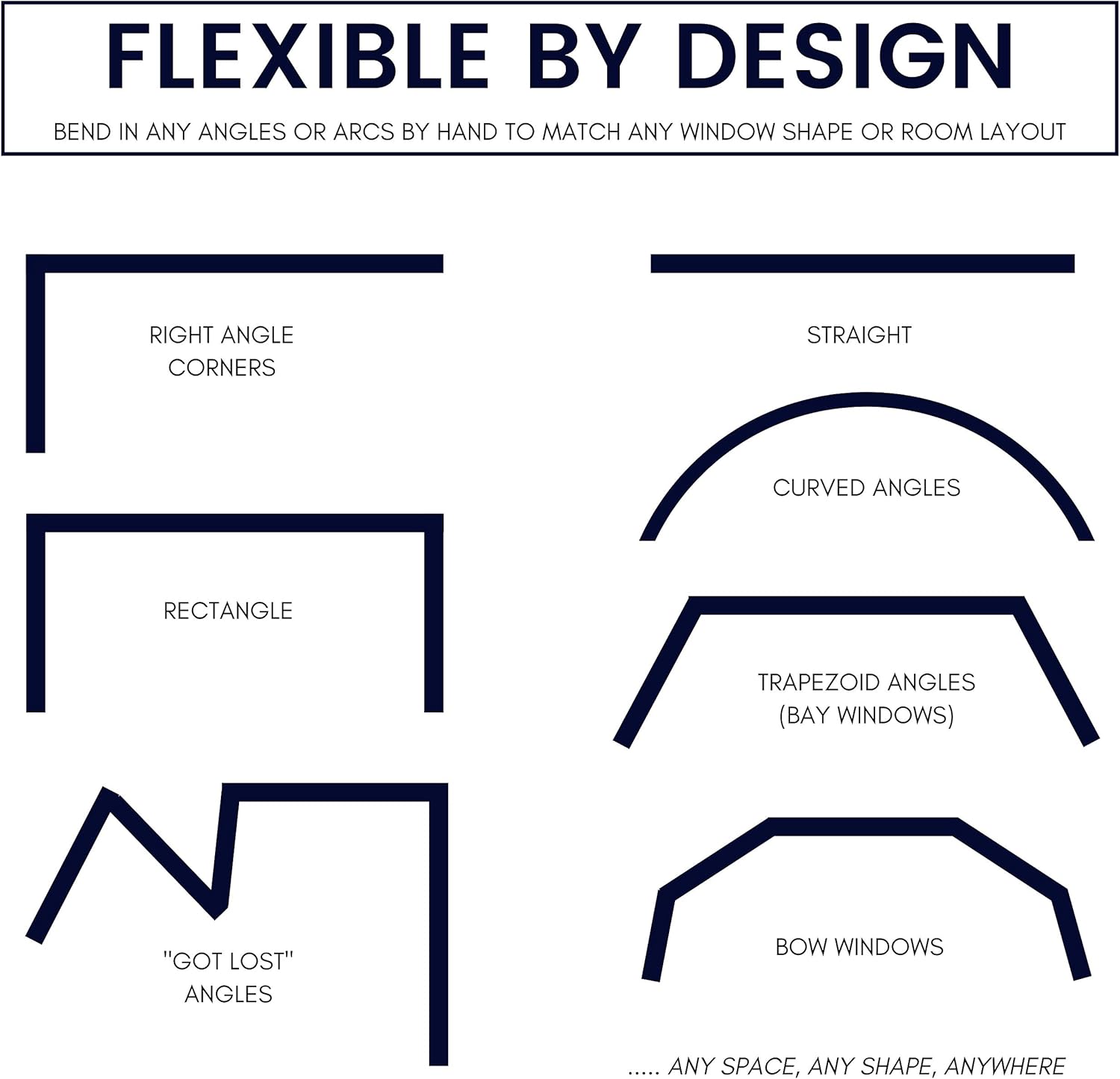 UrbanRed Flexible Ceiling Curtain Track, 10 Meters (32.8FT) Room