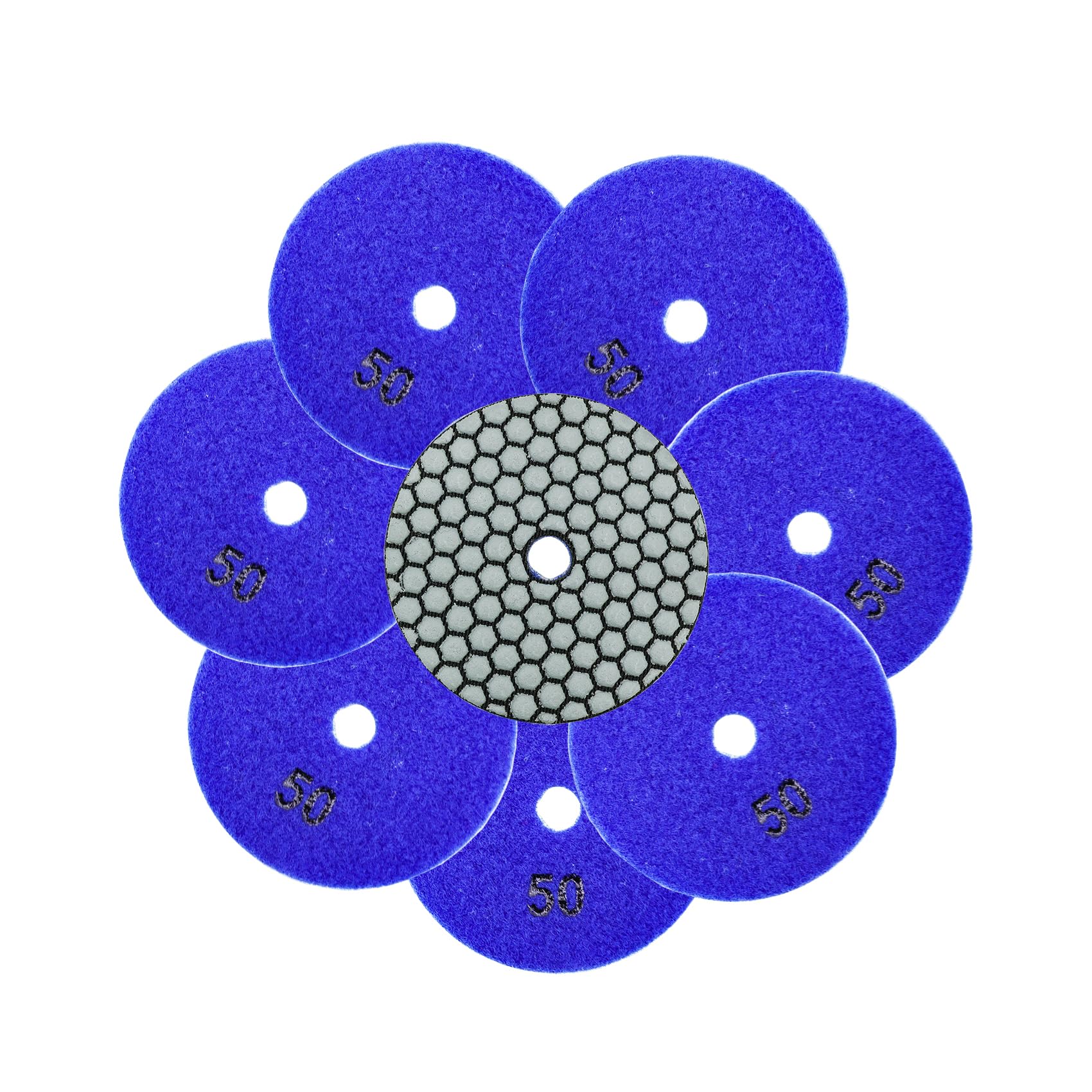 QUEFORET Diamond Polishing Pads Grit 50-8pcs Dry Sanding Discs 100mm for Granite Marble Quartz Artificial Stone