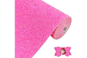 Greatdiy Sparkly Bright Pink Chunky Glitter Fabric Roll 12 x 52 inch Shiny Solid Color Valentine's Day Faux Leather for Princess Bows Crafts Earrings (18015#17)